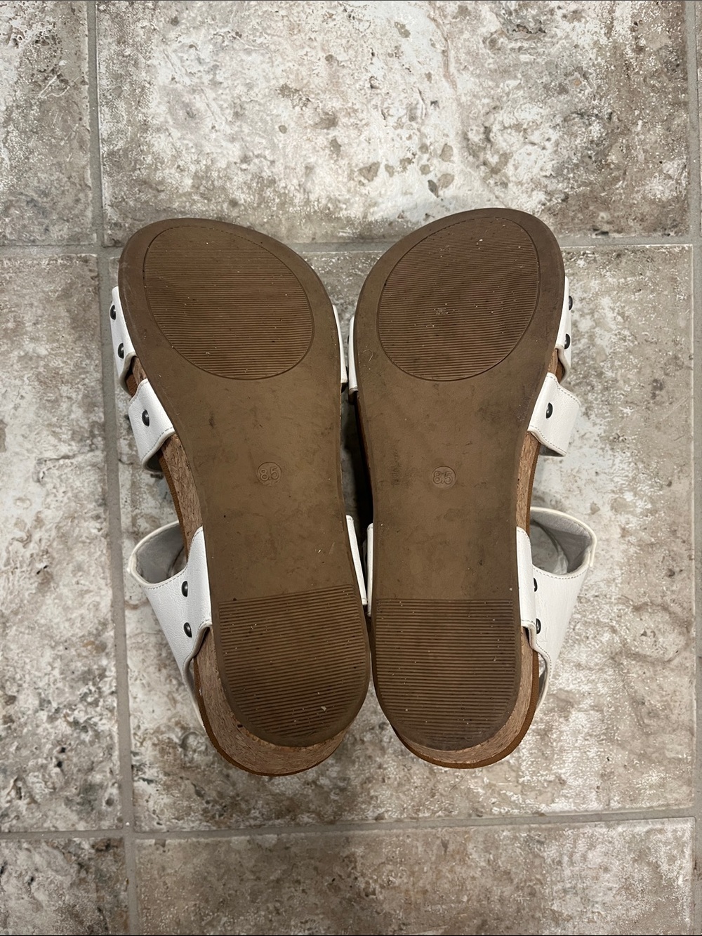 Very G White Cork Platform Wedge Sandals - Picture 2 of 5
